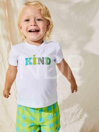 Nekenia Conjunto Bebé Camiseta Pantalón corto Cuadros Fluor Turquesa Verde 23VC07 [2]