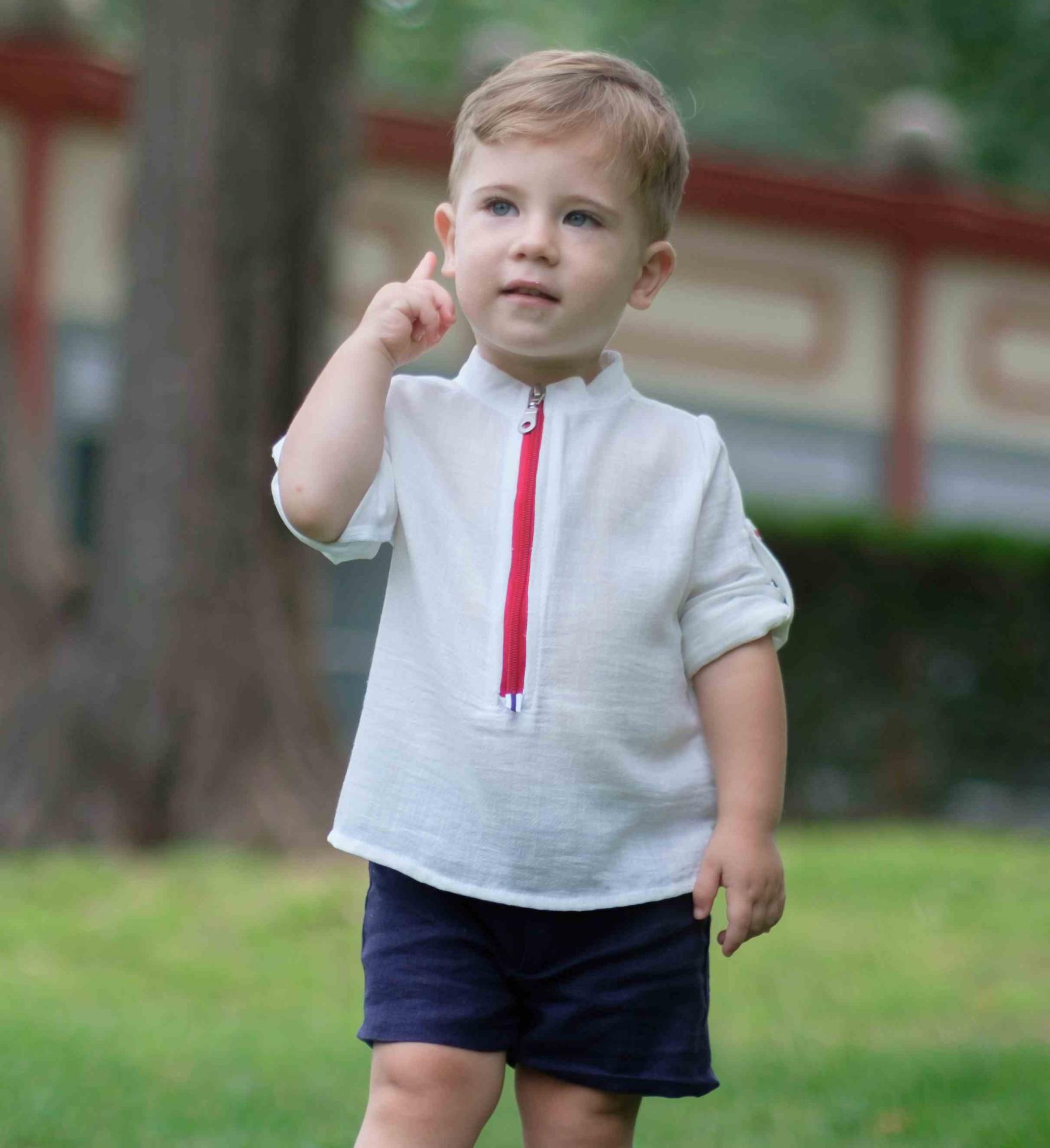 Nekenia Conjunto Bebé Camisa Cremallera Pantalón Corto Marino 24VC11