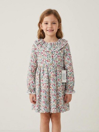 Daniesty Vestido Camisero Vuelo Estampado Flores Cierre Delantero  Familia Menta 002 [0]