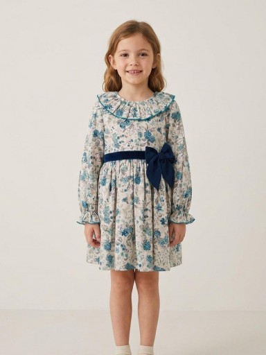 Daniesty Vestido Vuelo Estampado Flores Cinturilla y Lazada  Familia Paula 002