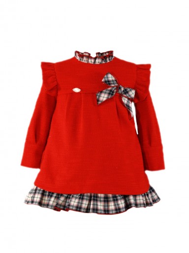 Miranda Vestido Infantil Trapecio Rojo Volantes Lazada Cuadros Marino "Ceres" 036/0232/V [1]