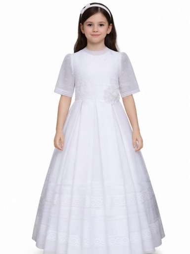 Vestido Comunión Niña Modelo Princesa 9733 Blanco 