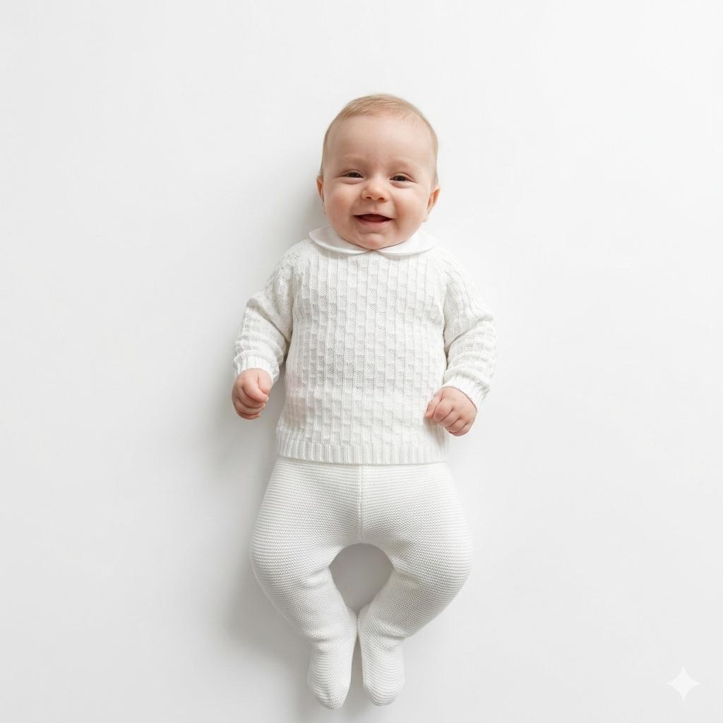 Juliana Vistiendo Bebés Conjunto Punto 3P Gorro Blanco 24557