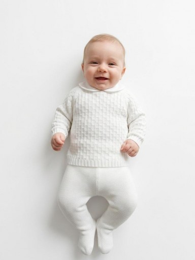 Juliana Vistiendo Bebés Conjunto Punto  3P Gorro Blanco 24557 [0]