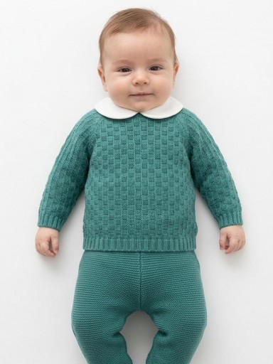 Juliana Vistiendo Bebés Conjunto Punto 3P Gorro Verde 24557