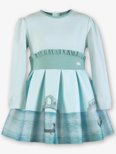 Miranda Vestido Infantil  Estampado Góndolas y Puentes Pieza con Volante en la Cintura "Lilo" 0236V [1]