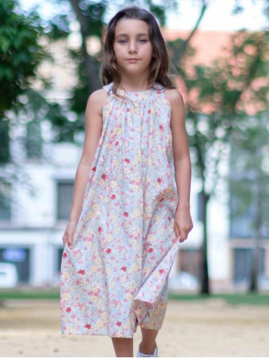 Nekenia Vestido Infantil Estampado Flores Multicolor Largo Escote Halter 24VV13 [1]