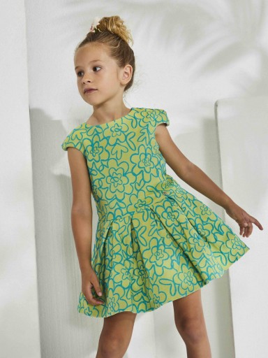 Nekenia Vestido Infantil Tejido Adamascado  Verde 2321837 [0]