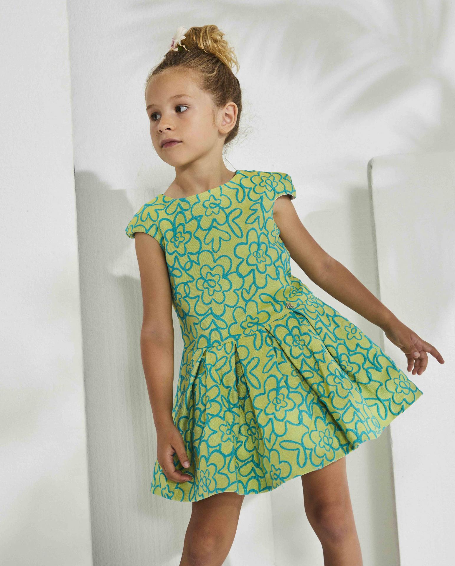 Nekenia Vestido Infantil Ceremonia Jacard Adamascado Verde 2321829