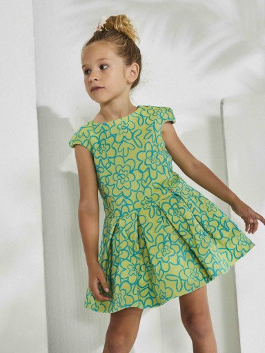 Nekenia Vestido Infantil Ceremonia Jacard Adamascado Verde 2321829 [0]