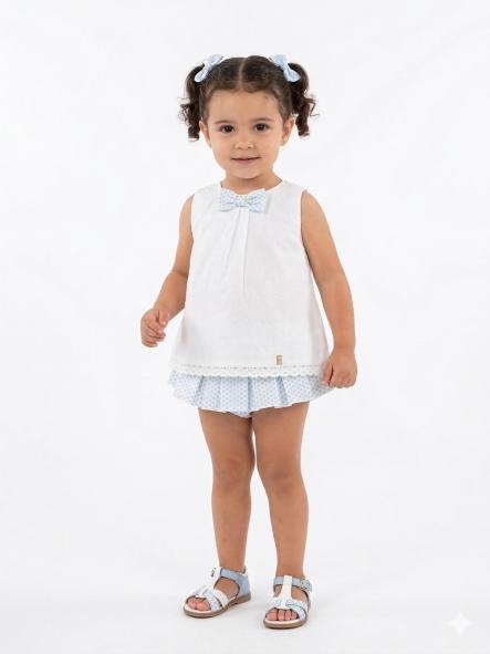 Nekenia Conjunto Bebé Blusa Tirantes Plumeti Braguita Topitos 24VC18 Azul