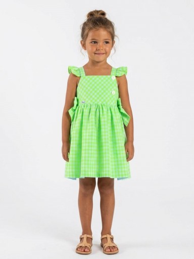 Miranda Vestido Infantil Cuadro Vichi verde Fluor "Bugandilla" 0614/V [0]