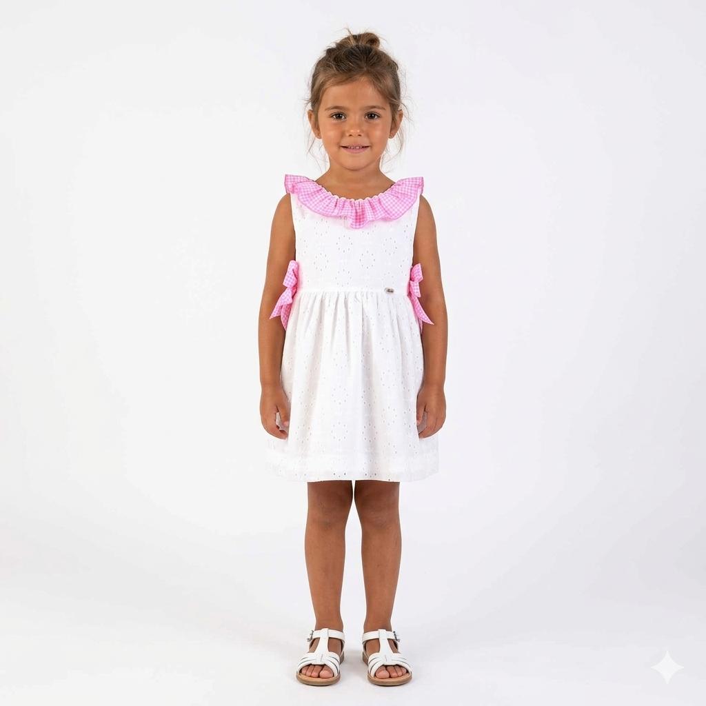 Miranda Vestido Infantil Blanco Perforado "Flor de Azahar" 0604/V