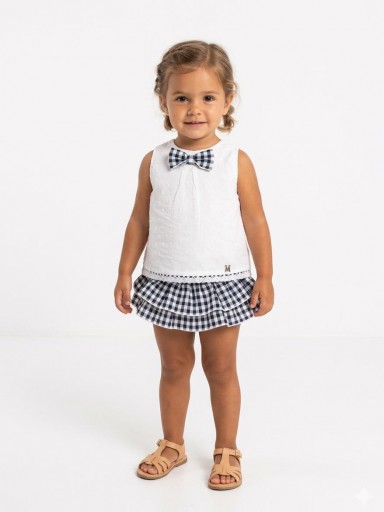 Nekenia Conjunto Bebé Blusa Tirantes Plumeti Braguita Cuadro Vichy 24VC18 Marino [0]