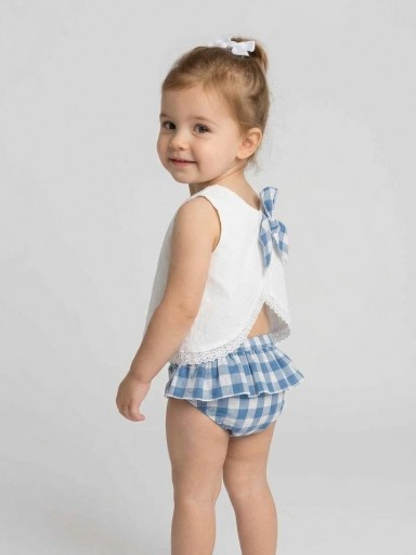 Nekenia Conjunto Bebé Blusa Tirantes Plumeti Braguita Cuadros 24VC18 Azul [0]