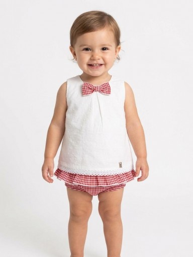 Nekenia Conjunto Bebé Blusa Tirantes Plumeti Braguita Cuadro Vichy 24VC18 Rojo [0]