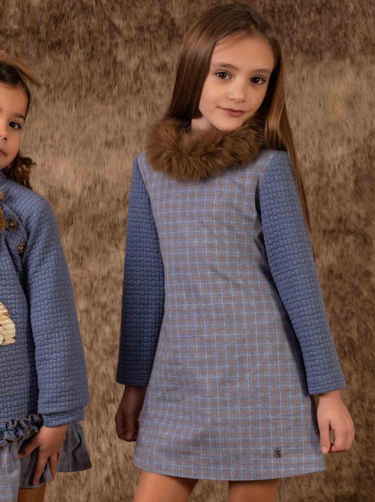Vera by Nekenia Vestido Infantil Cuadros Azul Marrón 23IV21