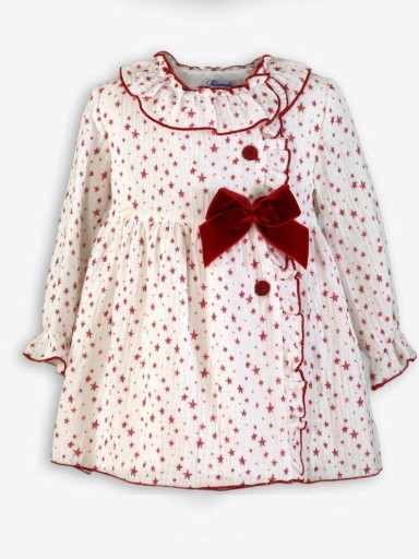 Miranda Vestido Infantil ceremonia Estampado Estrellas Lazada Terciopelo Granate "Ella" 0257/V [4]
