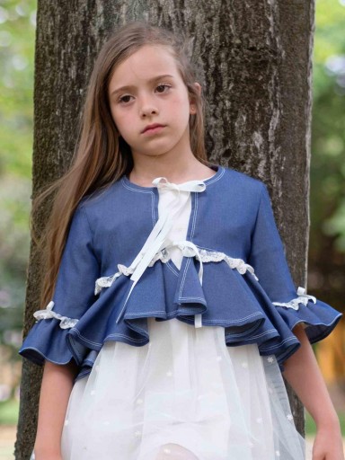 Nekenia Chaqueta Infantil Vaquera Ceremonia Volante Lazada Espalda Encaje 2421701 [1]