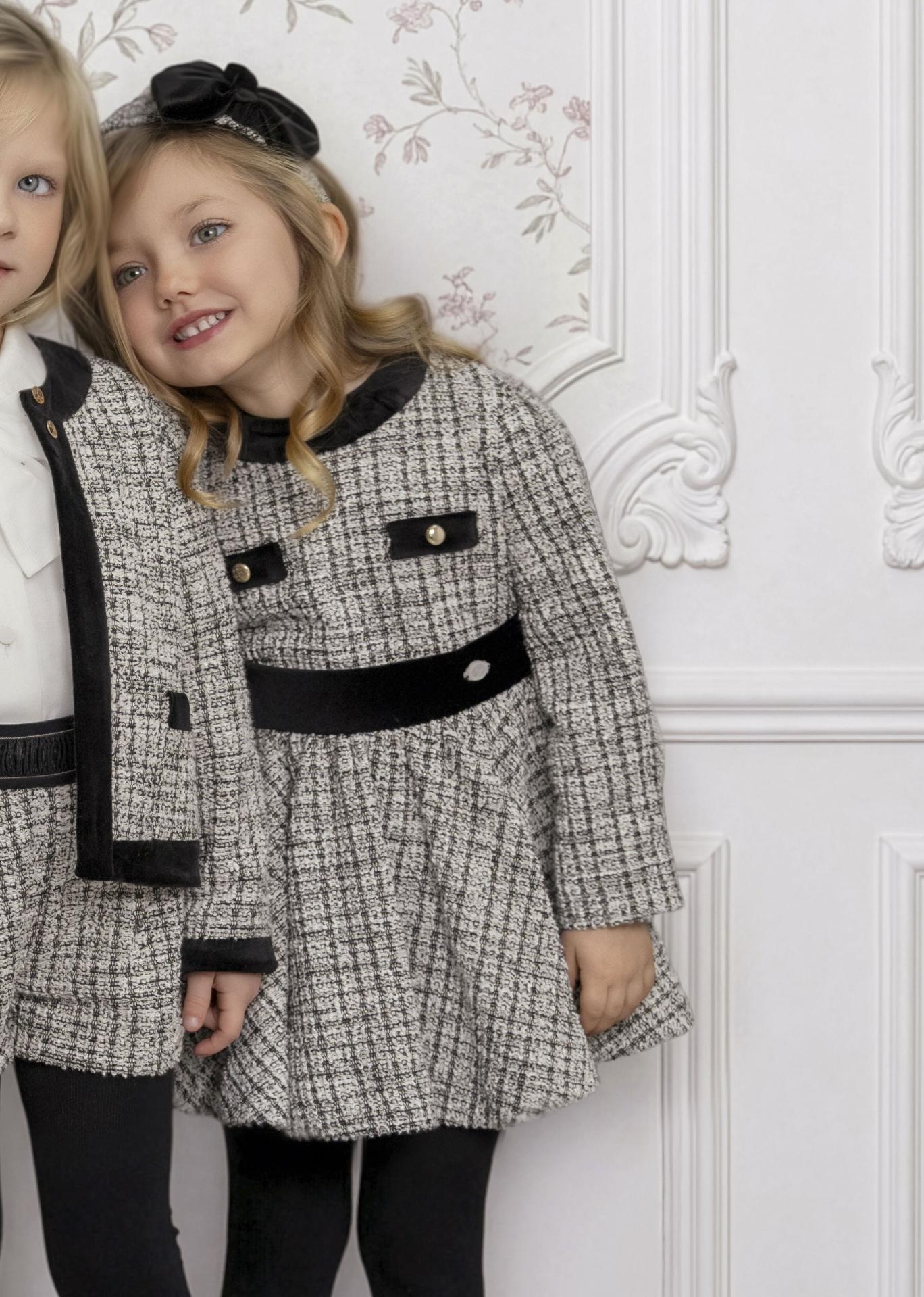 Miranda Vestido Infantil Tweet Falda Acampanada Cinturon Negro Botones Dorados "Malefica" 0240/V