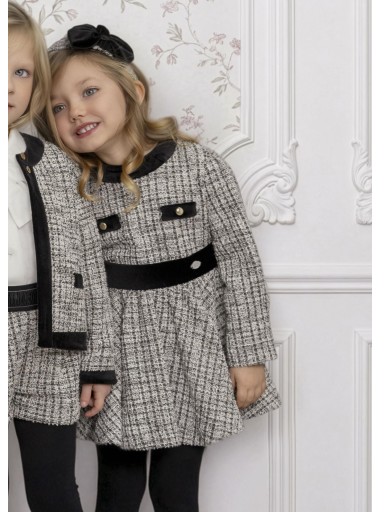 Miranda Vestido Infantil Tweet Falda Acampanada Cinturon Negro Botones Dorados "Malefica" 0240/V