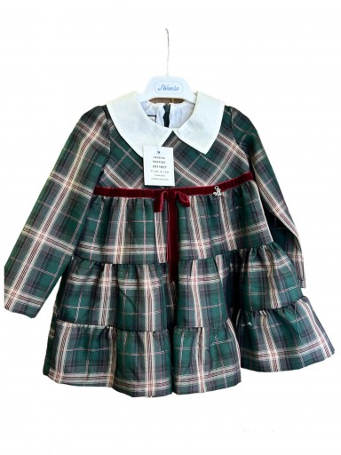 Nekenia Vestido Infantil Talle Alto Cuadros Verde Vuelo Lazada Granate Cuello Blanco 2411807 [1]