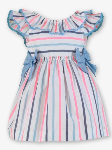Miranda Vestido Infantil Rayas Cuello y Lazadas "Peonía" 0244/V [4]