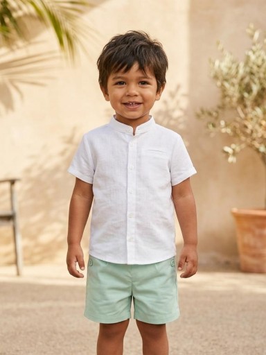 Nekenia Conjunto Bébe Camisa Blanca m/c Pantalón Corto Verde 2321500