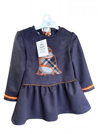 Vera by Nekenia Vestido Infantil Marino Talle Bajo Aplicación Pingüino Lazada Espalda 24IV05 [2]