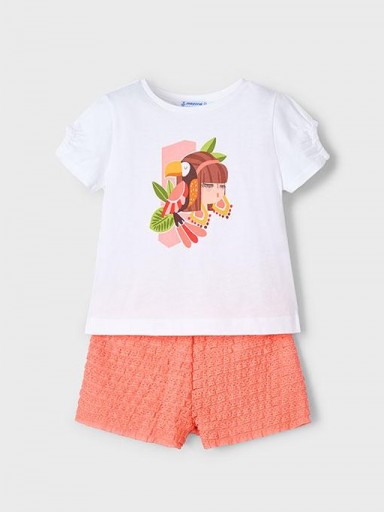 Mayoral Conjunto Short  Punto fantasia 25-03211-087 Mandarina