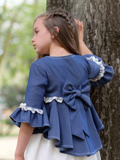 Nekenia Chaqueta Infantil Vaquera Ceremonia Volante Lazada Espalda Encaje 2421701 [0]