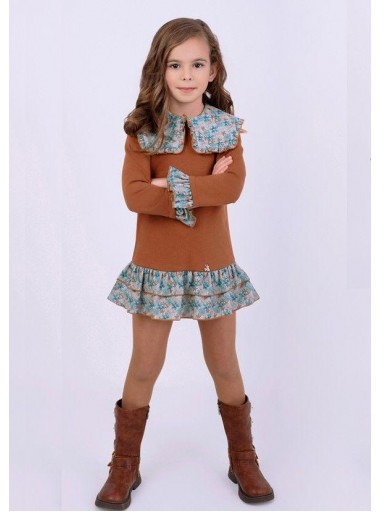  Nekenia Vestido Infantil Felpa Cuerpo Camel Falda Estampado Flores Azul "Mercurio" 2511818 [1]