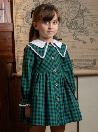 Basmarti Vestido Infantil Camisero Cuadro verde y Marino "Metropolitan" 25530 [0]