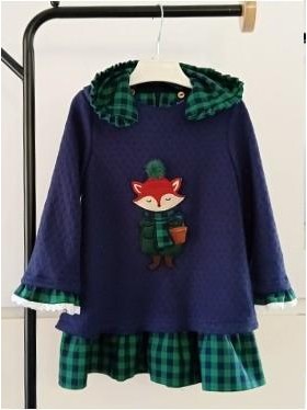 Basmarti Vestido Infantil Combinado Cuerpo Marino Zorrito Falda Cuadros "Metropolitan" 25532 [1]