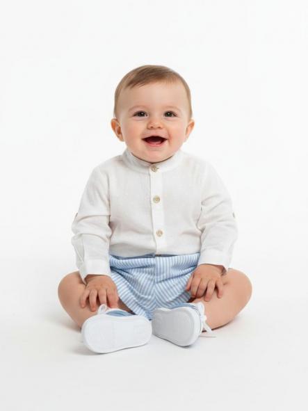 Nekenia Conjunto Camisa Pantalón rayas celeste 24VC19