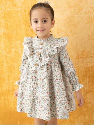 Basmarti Vestido Infantil Corte Evasé Estampado Flores "Hermitage" 25690 [0]