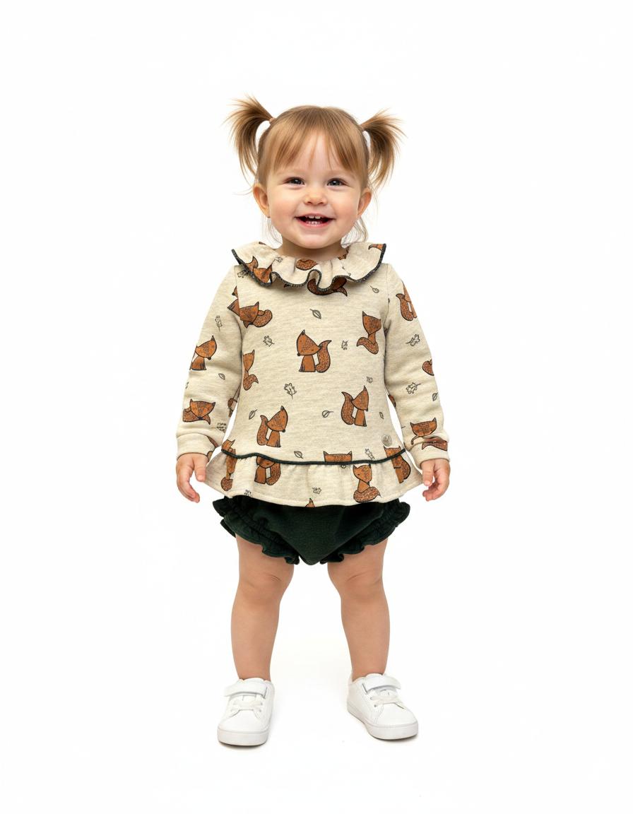 Basmarti Jesusito Bebé Estampado Zorritos Braguita Verde Temporal 23141