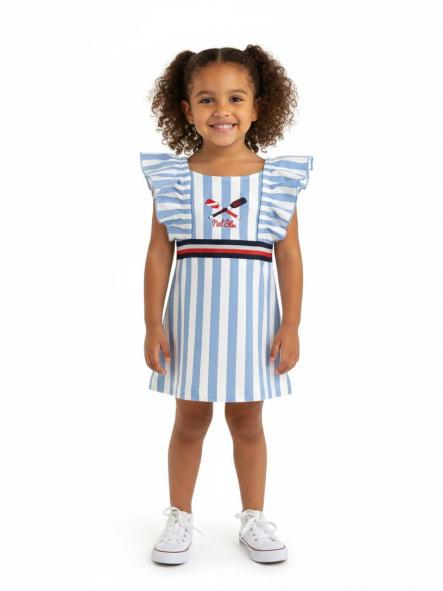 Miranda vestido bebe rayas azules volante mangas 35/1200/V