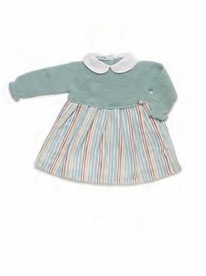 Juliana Vistiendo Bebés Vestido Cuerpo Punto Falda Rayada "Acuarela" 25645 V.Menta [2]