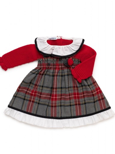 Juliana Vistiendo Bebés Conjunto Pichi Cuadros con Jersey Volante "Melodía" 25656 Rojo [5]