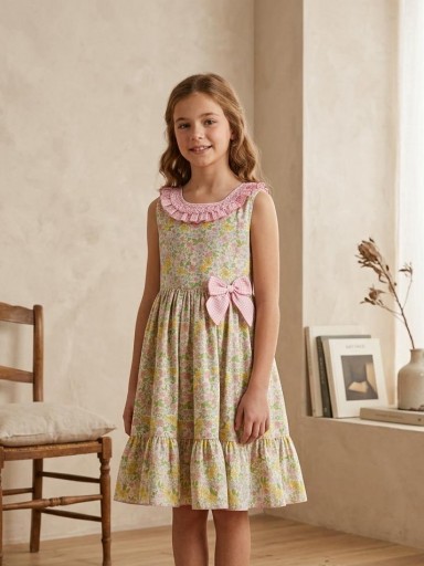 Daniesty Vestido Infantil Estampado Flores  Lazada Cuadro Vichy Familia Candy 002 [0]
