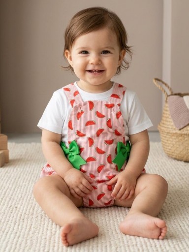 Daniesty Conjunto Camiseta Blanca Ranita Estampado rayas y Sandias Familia Abigail  000 [0]