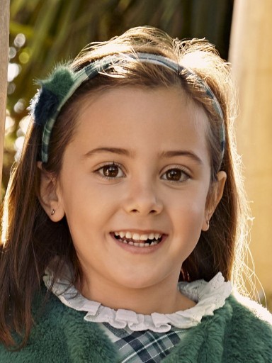 Juliana Vistiendo Bebés diadema Cuadros 2 Pompones "Sinfonia" 25740 V.Musgo [1]