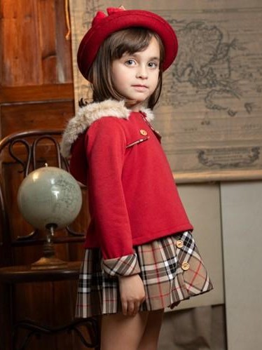 Basmarti Vestido Infantil  Combinado Cuerpo rojo Falda Cuadros Burberrys  "Orsay" 25752 [0]