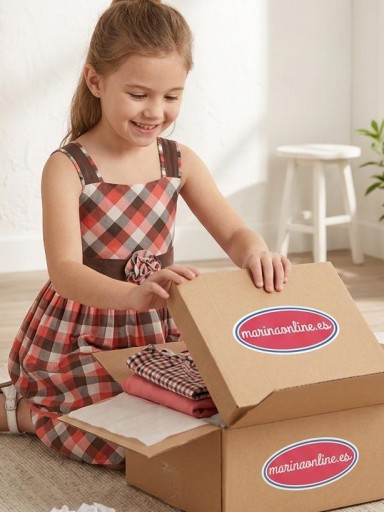 Daniesty Vestido Infantil Vuelo Cuadros Marron Y Rojo Roseton Tela Familia Carmen 002 [0]