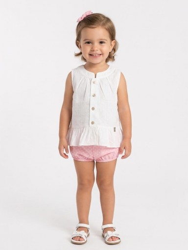 Nekenia Conjunto Bebé Blusa Sin Manga Plumeti Braguita Topos 24VC05 Rosa [0]