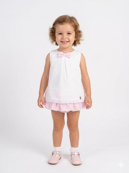 Nekenia Conjunto Bebé Blusa Tirantes Plumeti Braguita Rayas 24VC18 Rosa [0]