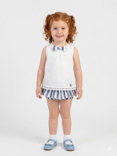 Nekenia Conjunto Bebé Blusa Tirantes Plumeti Braguita Rayas 24VC18 Marino [0]