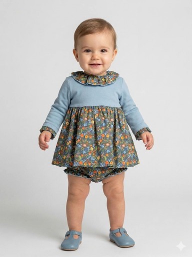 Daniesty Jesusito Cuerpo Azul Falda Estampada Flores Braguita Familia Marsella 001 [0]