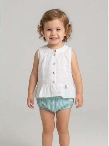 Nekenia Conjunto Bebé Blusa Sin Manga Plumeti Braguita Rayas 24VC05 Verde [0]